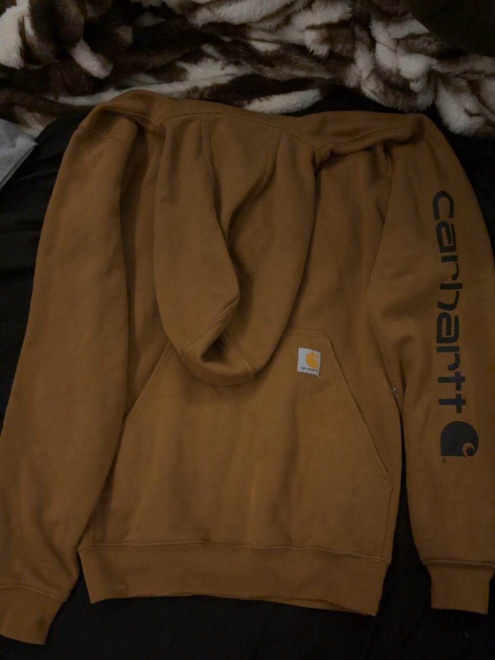Carhartt Brown Workwear Hooded Sweatshirt with Sleeve Logo